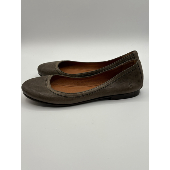 Frye Carson Ballet Flats Women's 9 Brown Leather Slip On Distressed Grey - Picture 6 of 12